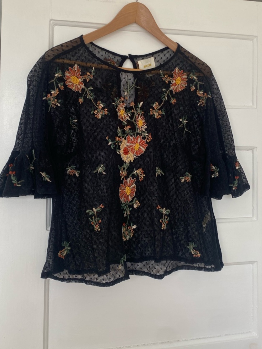 Anthropologie Maeve Cadiz embroidered mesh top - Picture 5 of 15